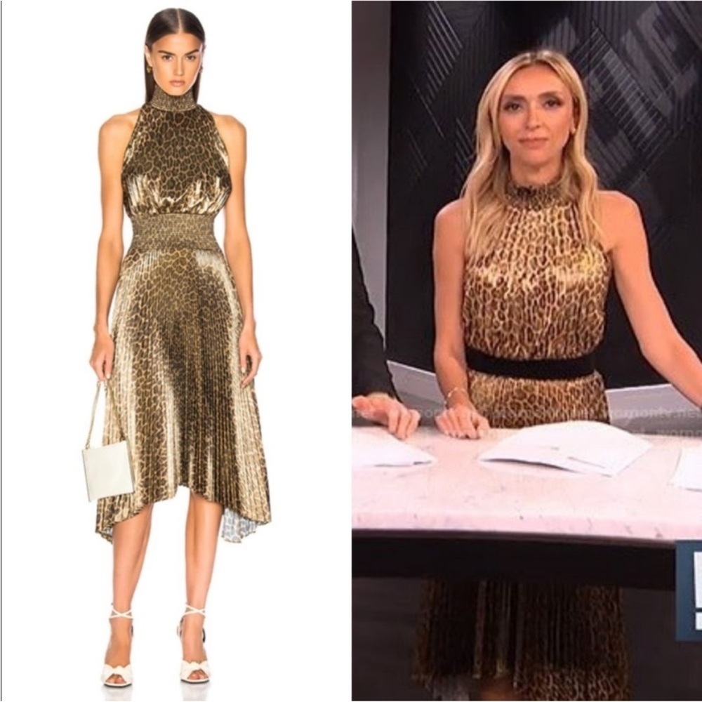 A.L.C. Tan and Brown Sequin Embellished Midi Dress